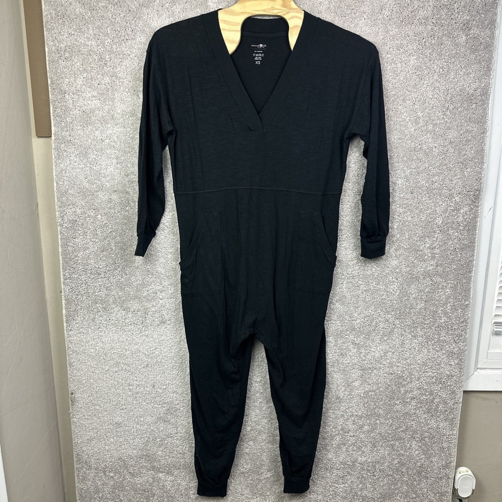 Natural Life Jumpsuit Womens XS Blackβ Drop Crotch Lagenlook Boho Lounge Pockets